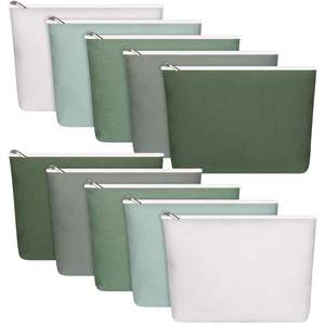 Pochettes zippées en toile de coton écologiques personnalisées en gros, sacs de maquillage et cosmétiques unis avec impression de logo - Product Image 1