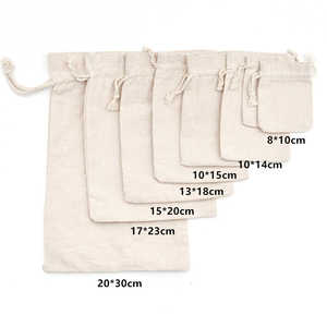 Wholesale Custom Logo Printed Canvas Rope Handle Reusable Cotton Muslin <b>Drawstring</b> <b>Bags</b> Screen for Gift Promotion Travel - Product Image 4
