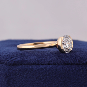 Women's Round Brilliant Cut Diamond Engagement Ring WHITE Gold Bezel Setting Classic Style - Product Image 3