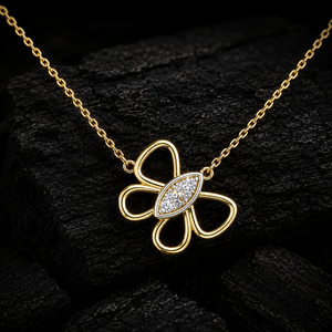 Pendentif papillon en or massif 14K 18K avec diamant de laboratoire taille ronde 0,18 CT DEF VVS, collier de mariage, fabricant en gros - Product Image 3