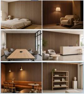 Panneaux muraux acoustiques en lattes de bois avec placage en noyer et feutre pour la décoration intérieure de chambre, bureau, salle de réunion, panneau mural en bois - Product Image 6