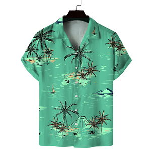 Camisa Hawaiana de Manga Corta para Hombre, Estampado de Palmeras Rosas, Transpirable, para Vacaciones de Verano, Miami Beach, Florida - Product Image 3