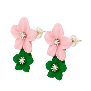 Pendientes de Flores Rosas y Verdes para Mujer, Joyería de Moda, Elegantes Pendientes Florales, Accesorio Decorativo, Regalo para Fiestas - Product Image 6
