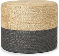 Meilleur prix Pouf rond en jute, tabouret de sol, pouf artisanal indien pour salon et hôtel, console avec incrustations en os