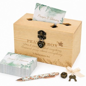 Boîte de rangement pour perles de prière en bois de pin avec serrure |   Boîte à prières en bois en gros, Inde - Product Image 1