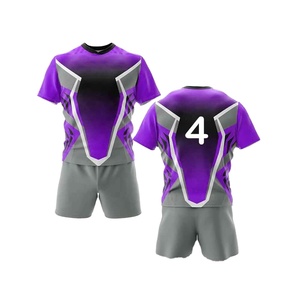 Nouvelle conception, ensembles d'uniformes de rugby professionnels unisexes personnalisés, service OEM, respirant, tendance, coupe courte, 100 % polyester - Product Image 6