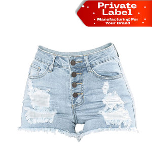 Se Aceptan Pedidos Pequeños, Shorts de Mezclilla para Mujer, MOQ Bajo, Elásticos, Cintura Alta, Envío Rápido, Shorts de Mezclilla para Mujer, RTS - Product Image 1