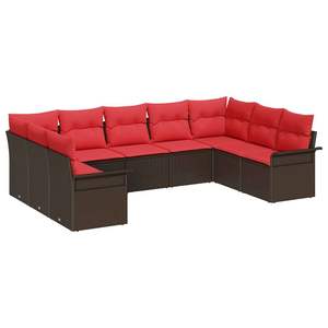 Juego de sofás de jardín de ratán sintético marrón de 9 piezas con cojines - Product Image 2