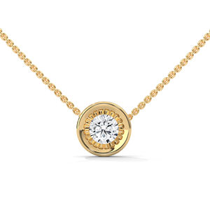 Collier minimaliste en or rose avec cinq diamants de laboratoire, pendentif de style raffiné pour femme - Product Image 1