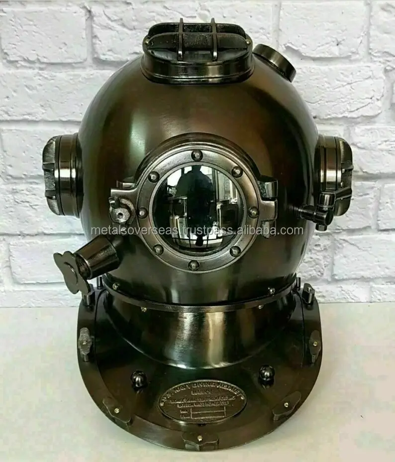 Brass Boston Marine Scuba Diving Divers Helmet US Navy Mark V Brass 18" W/Base Diving Diver Helmet