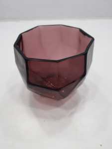 Modern Geometric Glass <b>Vase</b> Purple Octagonal Tabletop Decor <b>Unique</b> Design - Product Image 1