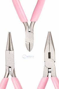 3pcs Stainless Steel Jewelry Pliers Tool Set Professional Precision DIY Jewelry Making Side Cutting <b>Long</b> Chain <b>Nose</b> Pink - Product Image 4
