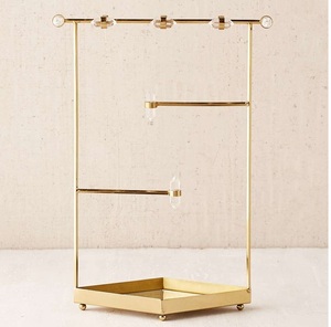 Minimalist Metal Jewelry Stand With Gold Finish For Necklace Bracelet Ring And Earrings Stylish Storage Display - Product Image 2
