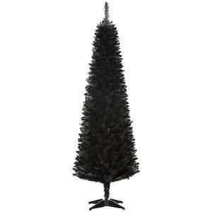 Albero di Natale Sottile a 6 Rami con 390 Punte Realistiche, Albero di Natale Artificiale a Matita con Supporto in Plastica Nero - Product Image 1