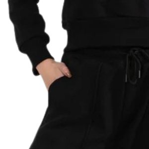 Women's Black Cargo <b>Jogger</b> Pants Elastic Drawstring Waist Casual Sweatpants with Side Pockets <b>Cuffed</b> Ankles for Workout - Product Image 2