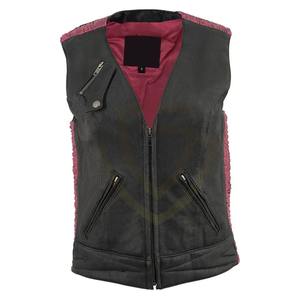 Chaleco de Cuero para Mujer, Informal, Transpirable, para Exteriores, Cálido para Invierno, con Cierre, Personalizable - Product Image 1