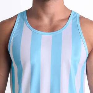 Débardeur tricoté rayé pour homme, col rond, décontracté, respirant, en polyester, pour l'entraînement - Product Image 3