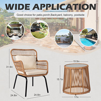 Ensemble de bistrot extérieur au design moderne de haute qualité, ensemble de canapés de jardin en rotin avec chaises en rotin PE pour cour et villa