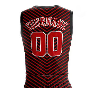 Maßgeschneidertes Unisex Basketball-Trikot-Set Bedruckt Rot-Schwarz Einfarbig V-Ausschnitt Ärmellos Feuchtigkeitsableitend Polyester Erwachsenen-Sportbekleidung Team - Product Image 4