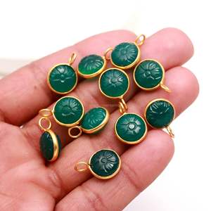 Pendentif en onyx vert naturel sculpté à la main, pierre précieuse, argent sterling 925, charme en onyx vert pour la fabrication de bijoux, vente en gros - Product Image 2