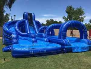 Toboggan aquatique gonflable triple avec piscine |   Structure gonflable toboggan aquatique pour enfants, idéale pour les fêtes et les jardins - Product Image 2