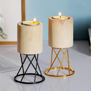 Modern Wooden Candle <b>Holder</b> with Metal Stand Handmade Tabletop <b>Tealight</b> Candle Stand Home Decor - Product Image 1