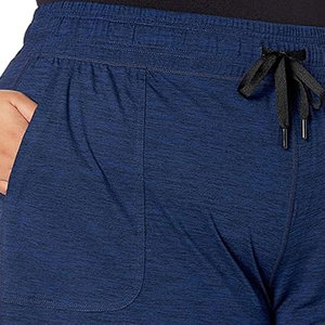 Shorts décontractés pour femmes, bleus, taille haute, élastique, respirants, en tricot 100% coton, avec poches, coupe ample - Product Image 5
