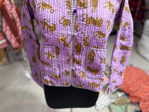 Purple Tiger Printed <b>Quilted</b> <b>Jacket</b> With Mandarin Collar Full Sleeve Women's Autumn Style GIFT FOR HER - Product Image 3