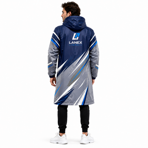 Manteau de pluie à capuche personnalisé, fin, imperméable, sublimation, pour hommes, en polyester enduit de PVC, long, doublure en maille, coupe-vent, pour le travail en extérieur, OEM ODM - Product Image 4