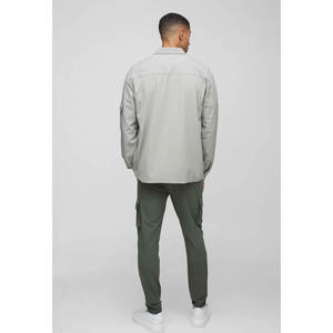 Fashion Men's Work Cargo Shirts Double Pocket Casual Long Sleeved Top Loose Fit Solid Color <b>Boy</b> Shirt - Product Image 2