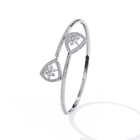 Bracelet jonc de luxe en argent 925 avec moissanite, design bouclier à coupe triangulaire, pour femme, à porter au quotidien