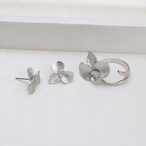 Clous d'oreille en argent S925, feuille, anneau ouvert pour femme, avec accessoires de bijoux en perles DIY, 1290 - Product Image 2