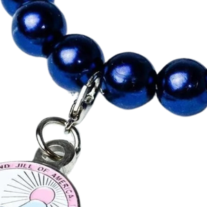 Blue Pearl Beaded <b>Bracelet</b> with Metal Charm <b>Stretch</b> Wrist <b>Bracelet</b> Fashion Jewelry Accessory for Women Everyday Gift Wear - Product Image 4