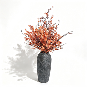 Petefloral Abundant Warm Amber Berry <b>Branch</b> Tall Vase Display OEM/ODM Plastic Arranged Flower <b>Decor</b> with Slender Branching Stems - Product Image 1