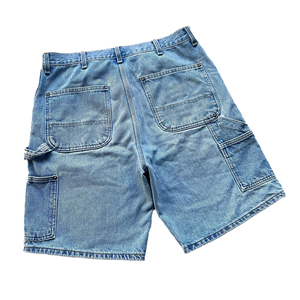 Shorts en jean délavé et vieilli pour homme, style streetwear, coupe droite, effet soleil, broderie personnalisée, fermeture éclair, tricot uni - Product Image 6