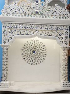 White Marble Temple <b>Mandir</b> Home Hand Carved Vertical Pattern Pooja <b>Mandir</b> Uttar Pradesh - Product Image 5