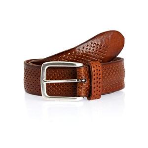 Cinturón de Cuero Vacuno Marrón con Diseño de Puntos, Hebilla Rectangular Plateada, Estilo Casual, Cinturones de Cuero Genuino Duraderos - Product Image 2