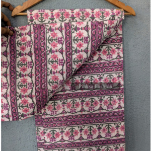 Tela de algodón india hecha a mano con estampado floral, tela étnica con estampado Sanganeri para prendas y vestidos de mujer. - Product Image 1