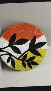 Round Bohemian Style Handmade Table <b>Mat</b> With Star Pattern Black Turquoise Brown White Geometric Design - Product Image 6