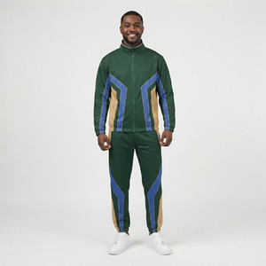 Custom Logo Men’s Color Block Tracksuit Set <b>Zip</b> <b>Up</b> <b>Jacket</b> and Jogger Pants Private Label Manufacturer - Product Image 3