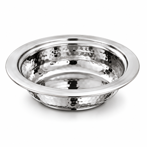Bol en acier inoxydable martelé à paroi simple, couleur argent, plat en métal pour cuisine d'hôtel - Product Image 1