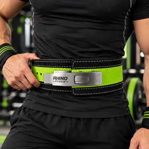 Cinturón de Levantamiento de Pesas Ajustable de Neopreno Rhino Fitness, Protección Profesional, Color Verde Neón, Soporte Lumbar Duradero para Adultos - Product Image 4
