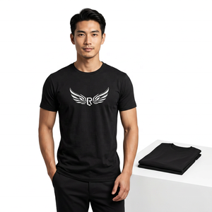 เสื้อยืดแขนสั้นสีดำล้วนสำหรับผู้ชาย ผ้าฝ้าย 100% ทรงปกติ สไตล์ลำลอง คอกลม ดีไซน์เรียบง่าย แพ็ค 2 ตัว - Product Image 3