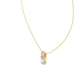 Pendentif en diamant de laboratoire taille émeraude, or massif 14K, solitaire pavé avec attache en V, DEF VVS 2.10CT, certifié IGI, cadeau de mariage, ODM - Product Image 4