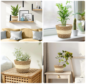 Pots de rangement au sol en jacinthe d'eau, style rétro traditionnel, fabriqués au Vietnam, avec poignées sculptées à la main, écologiques, 24L - Product Image 4
