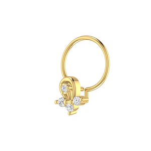 Women's 14K <b>Gold</b> Ethnic Piercing Jewelry Floral Curl Design <b>Nose</b> Pin with 0.055ct Natural Diamond - Product Image 4