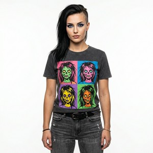 Camiseta Gráfica Exclusiva de Mujer con Diseño de Sirena Zombi, Esqueleto de Monstruo Marino, Arte Náutico Oscuro Personalizado, Estilo Horror Femenino - Product Image 4