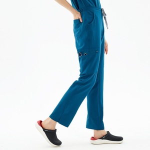 Ensembles de blouses médicales unisexes pour médecins et infirmières, veste à manches longues à boutons-pression, pantalon droit, tenues en tissu extensible pour usage hospitalier - Product Image 6