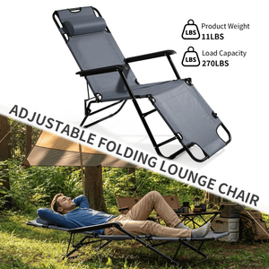 Sedia Pieghevole Reclinabile Grigia Portatile Estensibile e Multiuso - Product Image 6