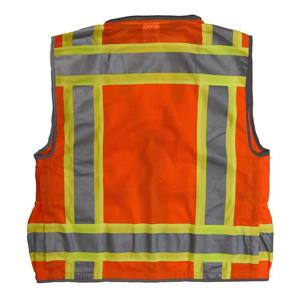 Chaleco de Seguridad Naranja de Alta Visibilidad con Bolsillos, Ropa de Trabajo Reflectante, Uniforme de Poliéster para Hombre - Product Image 4
